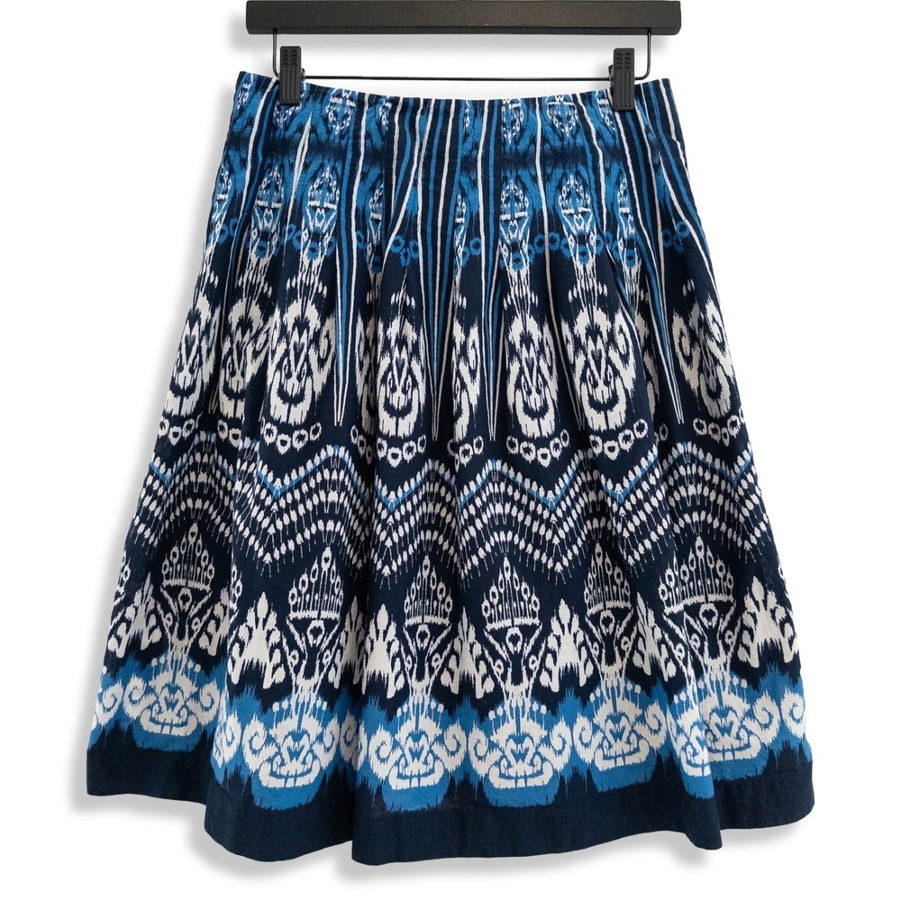 Jones New York Sport‎ Petite Skirt Womens 6P Blue White Ikat Midi Boho Indie